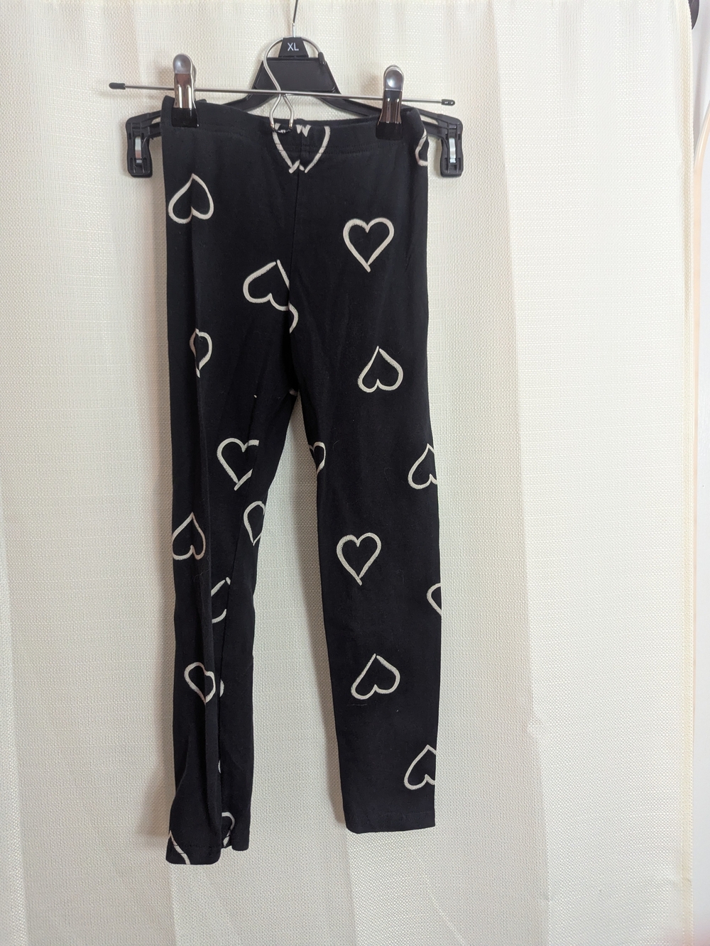 Old Navy Black Leggings with White Heart Print